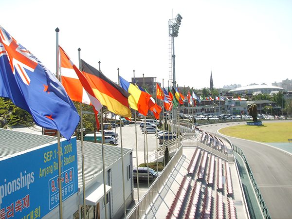 롤러대회국기설치